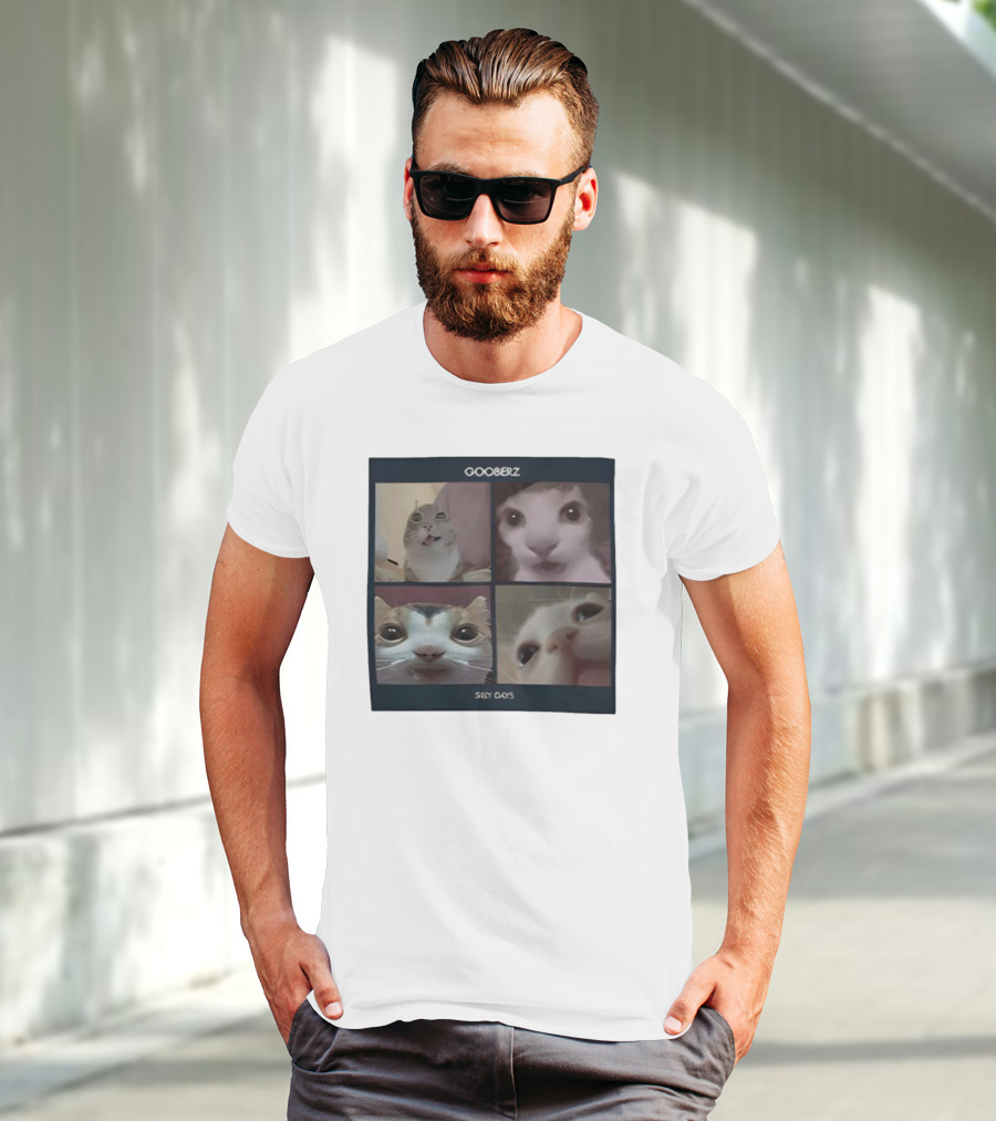 Gooberz Silly Days Funny Cat Faces Collage T-Shirt