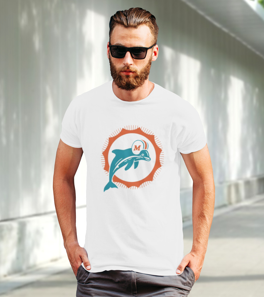 Miami Dolphins Vintage Slub Icon Design T-Shirt