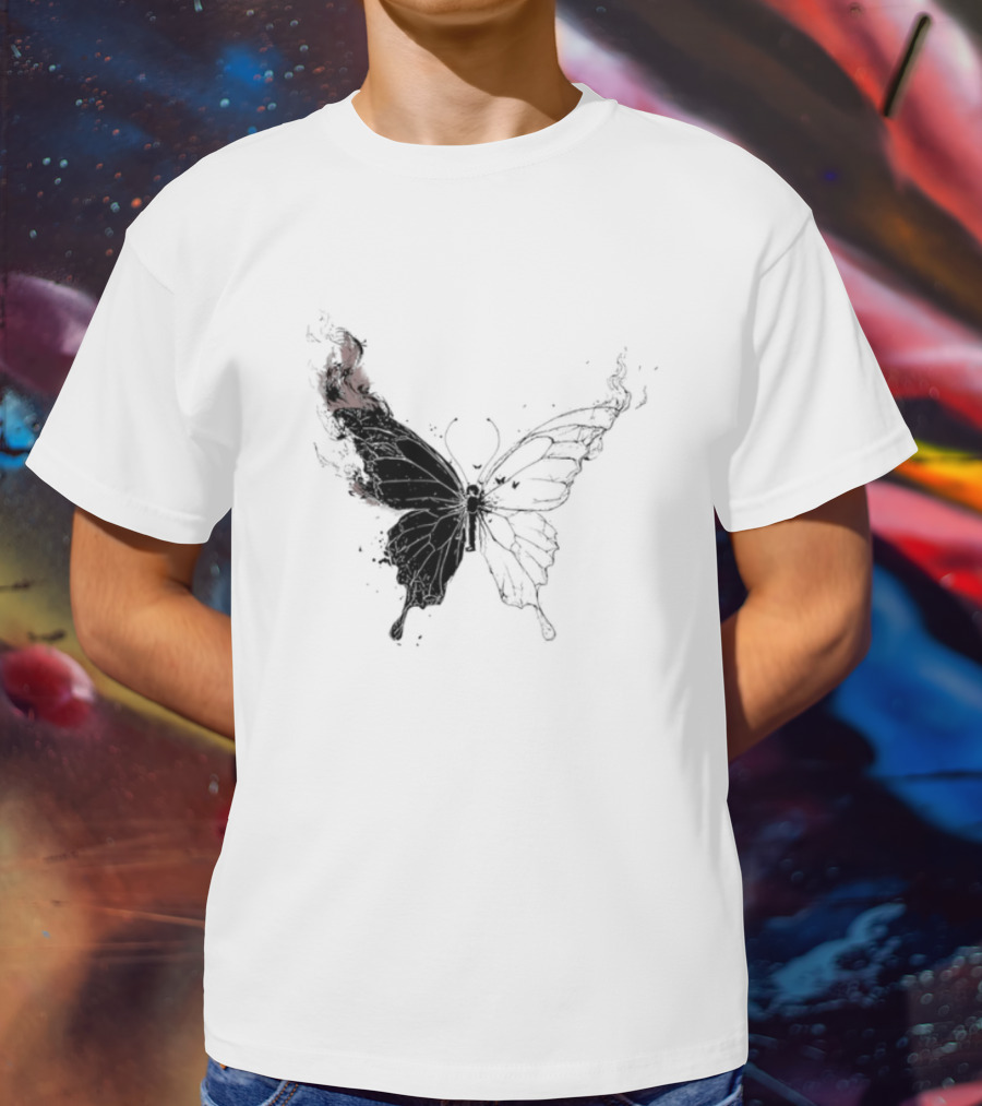 Princess Goes Butterfly Diagram Black Wings Illustration T-Shirt