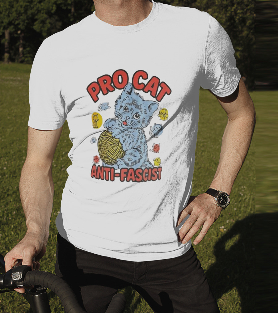 Pro Cat Anti Fascist Cat Ball Of Yarn With Cute Kittens T-Shirt