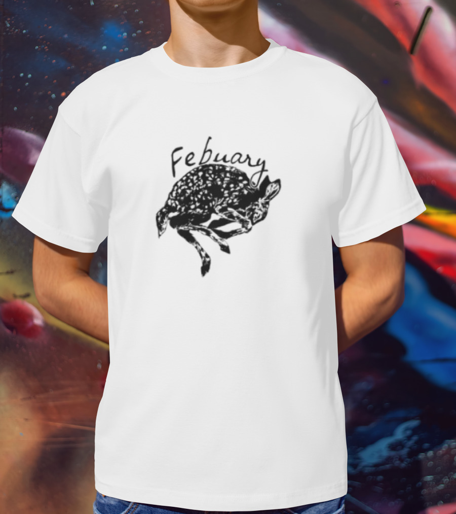 February Fawn Handwritten Style Retro Aesthetic T-Shirt