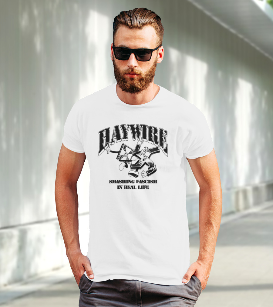 Haywire Smash Fascism In Real Life Fist Logo Bold Statement T-Shirt