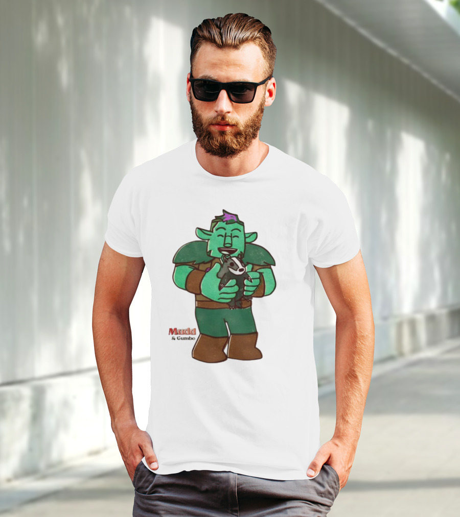 Mudd & Omino Goblin Character Embracing Pet Badger T-Shirt
