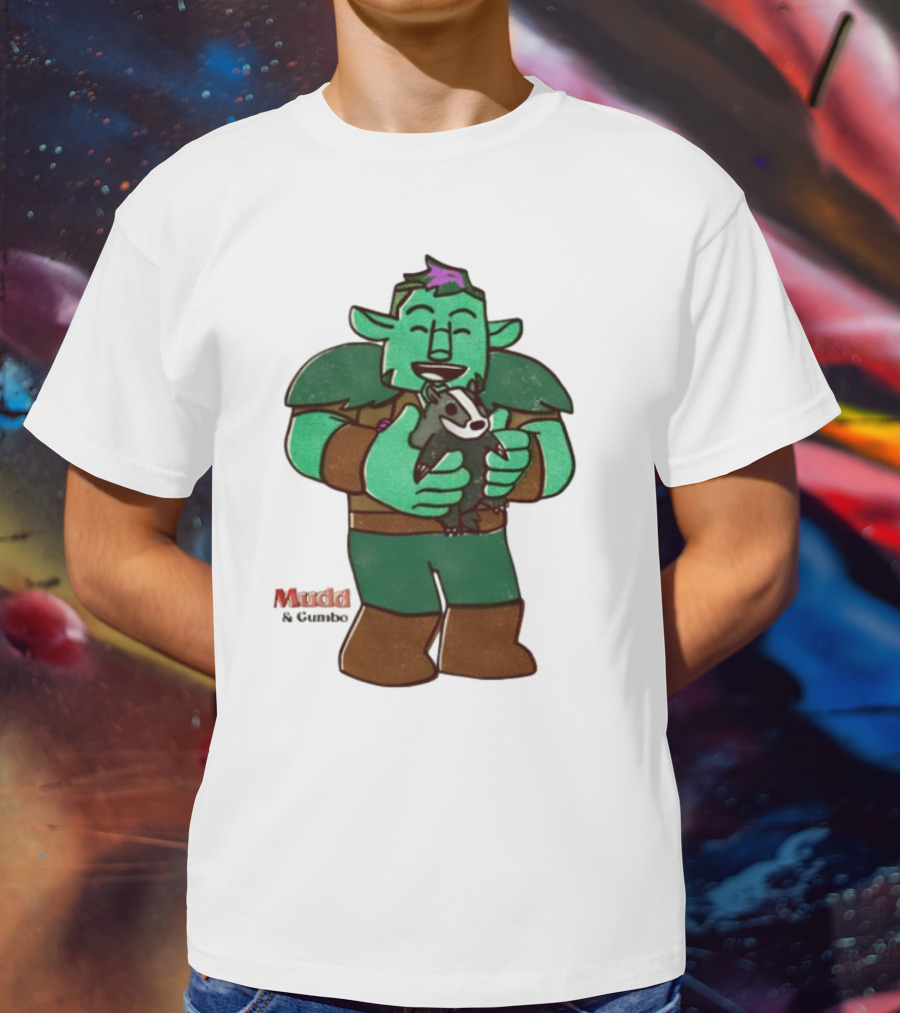 Mudd & Omino Goblin Character Embracing Pet Badger T-Shirt