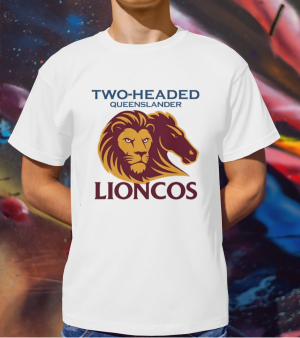 Two Headed Queenslander Lioncos Lion And Horse Head T-Shirt