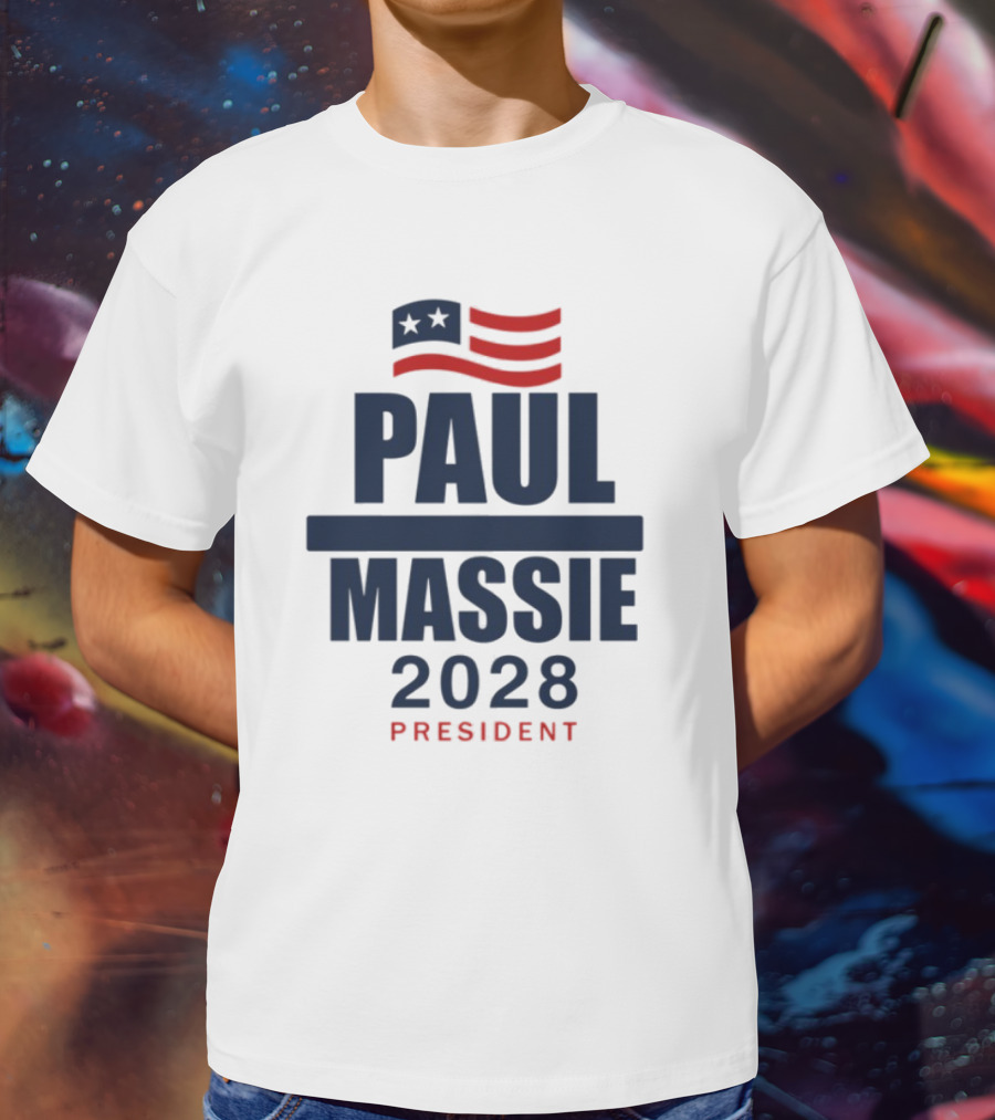 Paul Massie 2028 President Campaign With American Flag Icon T-Shirt