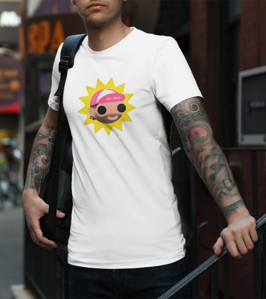 Ben Healy 2025 Pink Cap Yellow Sunburst T-Shirt