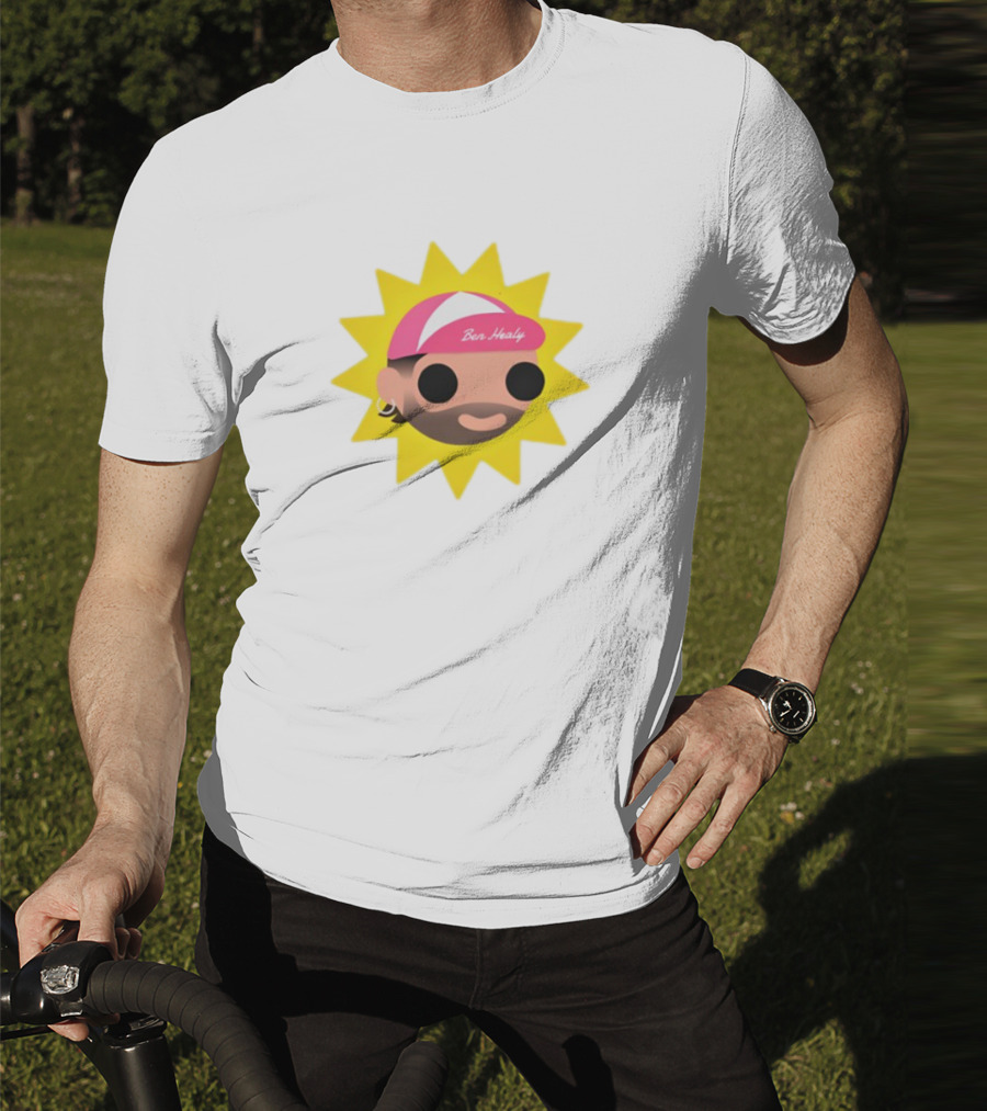 Ben Healy 2025 Pink Cap Yellow Sunburst T-Shirt