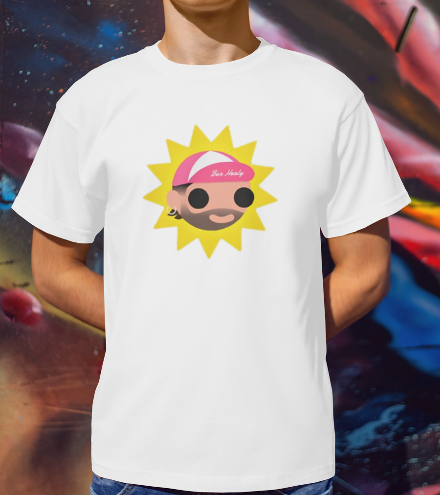Ben Healy 2025 Pink Cap Yellow Sunburst T-Shirt