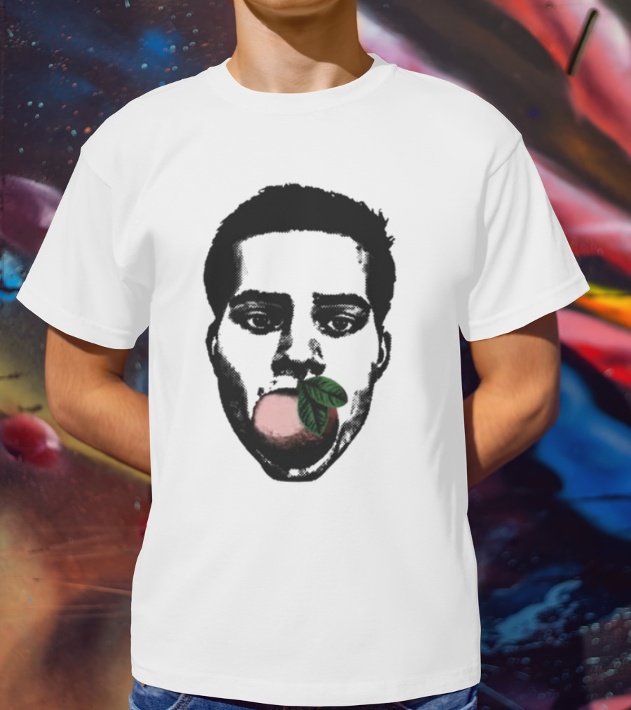 ``` Nick Wilkins Orange Face With Red Apple And Leaves ``` T-Shirt