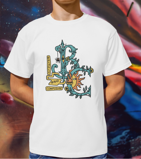 BALANCE AND COMPOSURE ORCHID BLUE SUN AND MOON T-Shirt