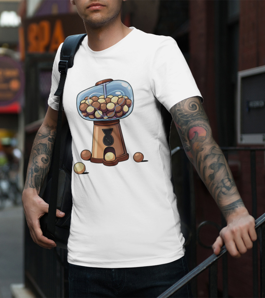 Gum Ball Machine With Brown And Cream Gumballs T-Shirt