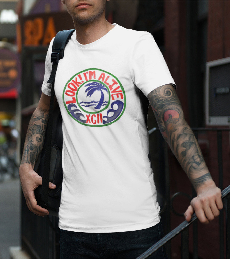 LOOK I'M ALIVE XGII Palm Tree Waves T-Shirt