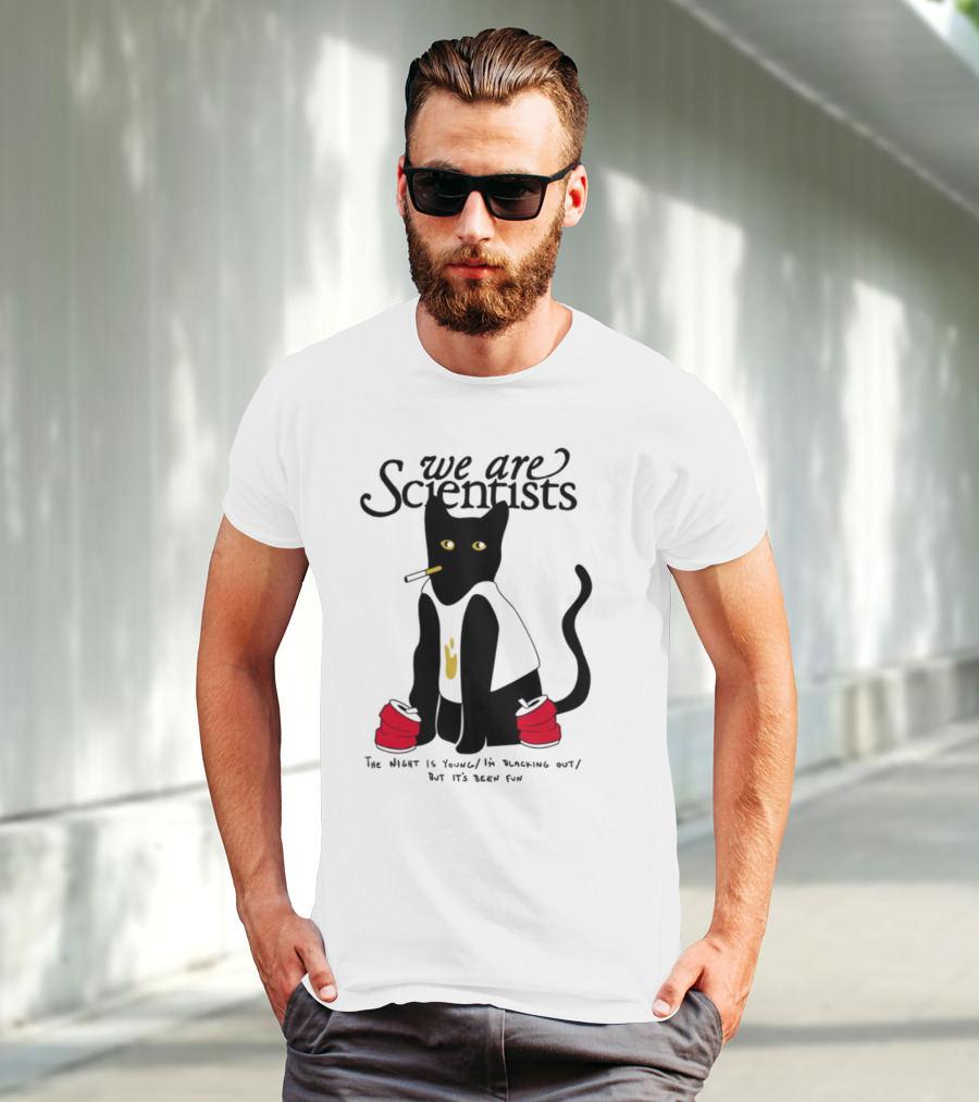 We Are Scientists Washed Up Cat Smoking Red Shoes This Scene Is Dead T-Shirt