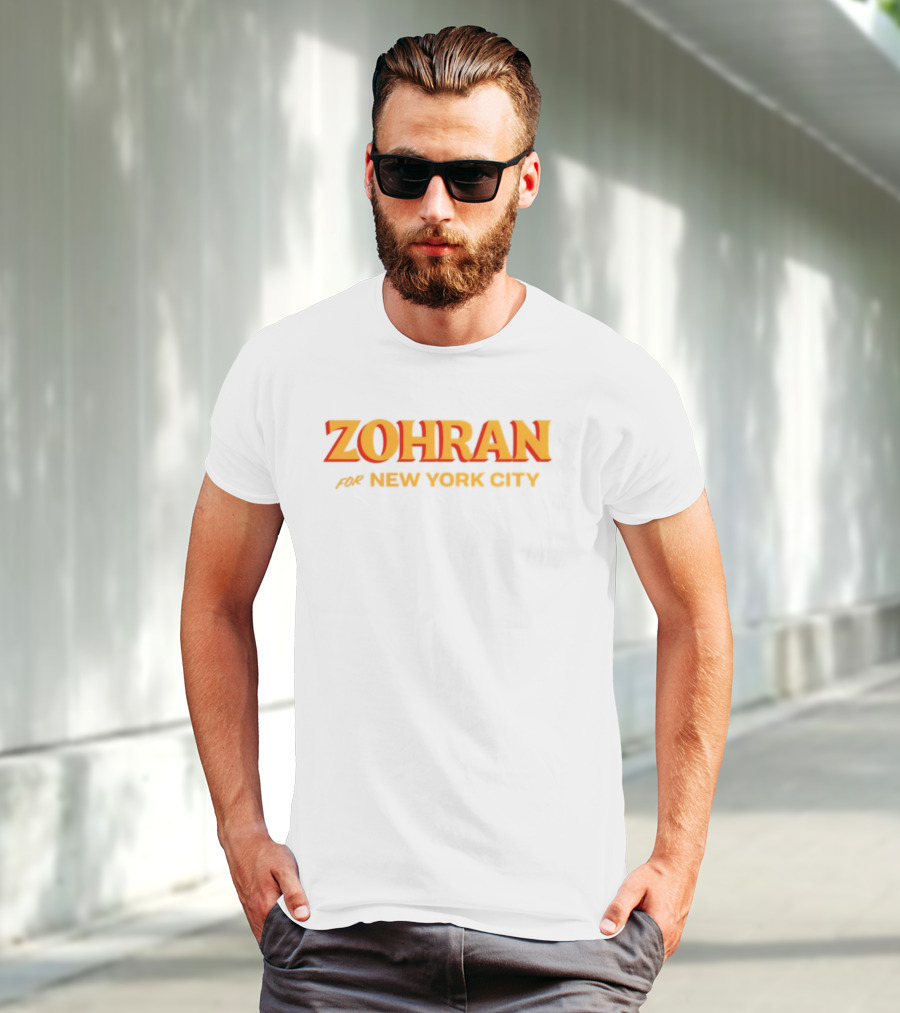 Zohran For New York City Bold Yellow Text T-Shirt