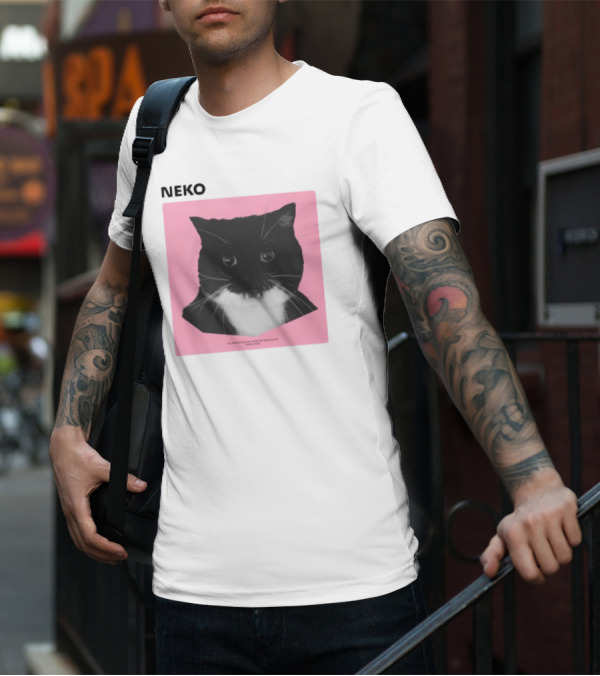 Neko Uni The Strongest Cat Silhouette In Black And Pink T-Shirt