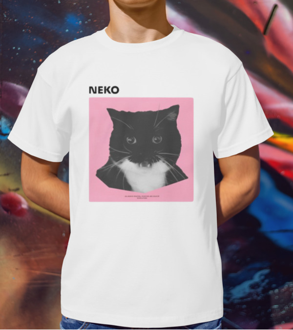 Neko Uni The Strongest Cat Silhouette In Black And Pink T-Shirt