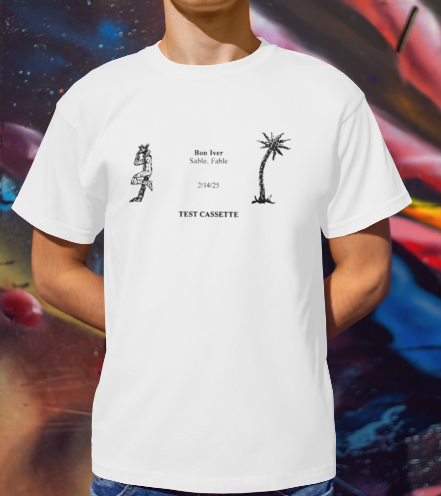 Bon Iver Test Cassette Hippie Palm Tree Peace Signs T-Shirt
