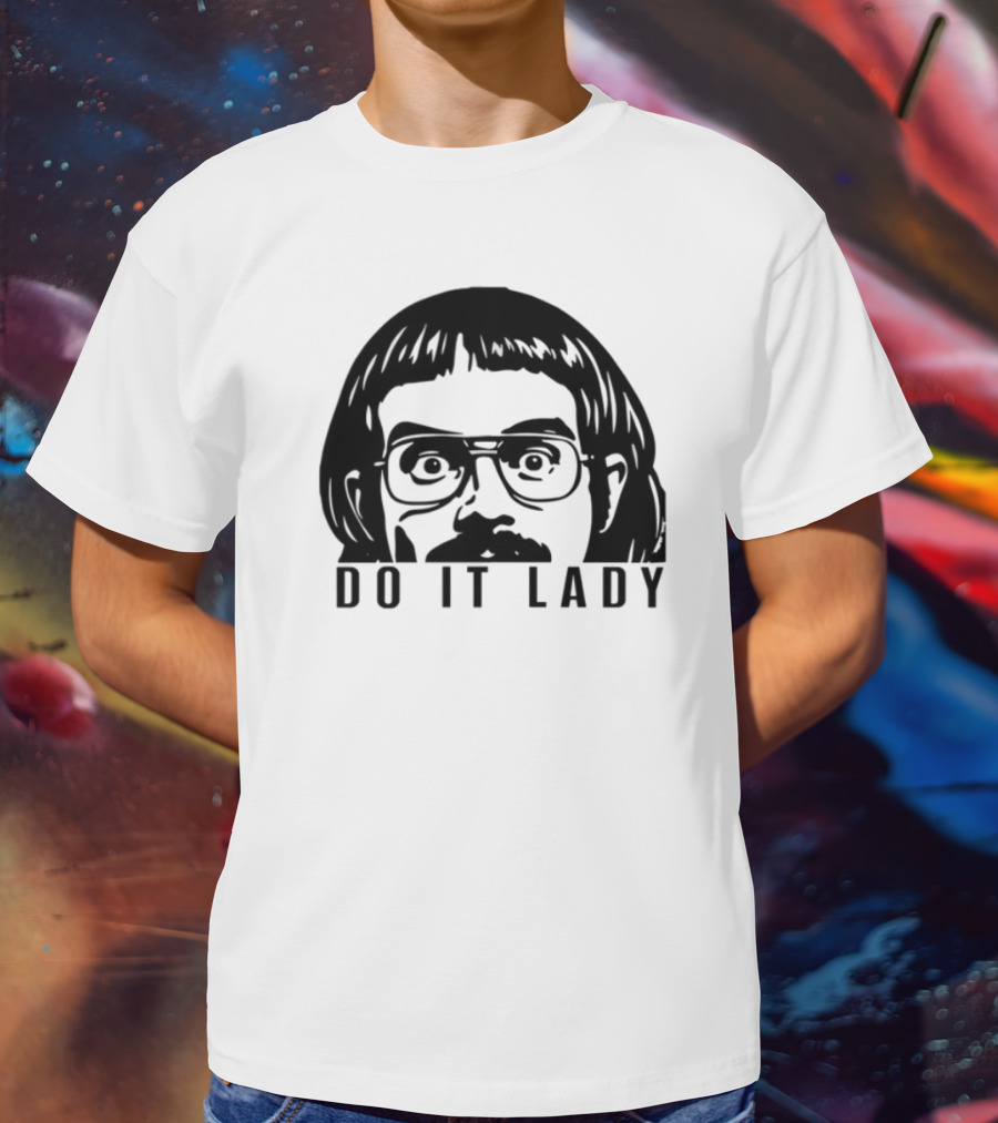 DO IT LADY Peeking Drawing Glasses Face T-Shirt