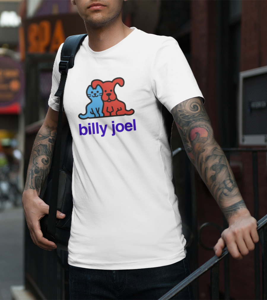 Billy Joel Cat Dog Duo Design T-Shirt