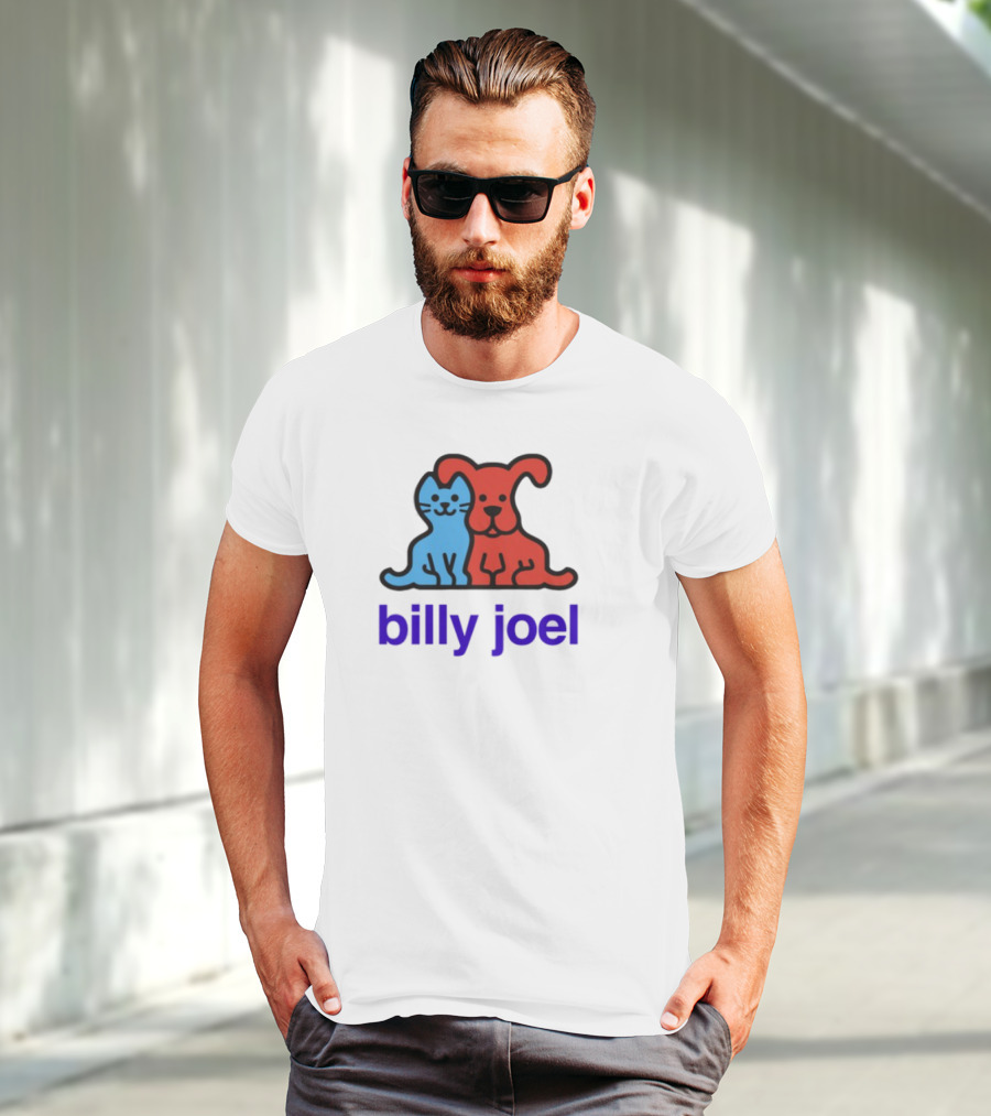 Billy Joel Cat Dog Duo Design T-Shirt