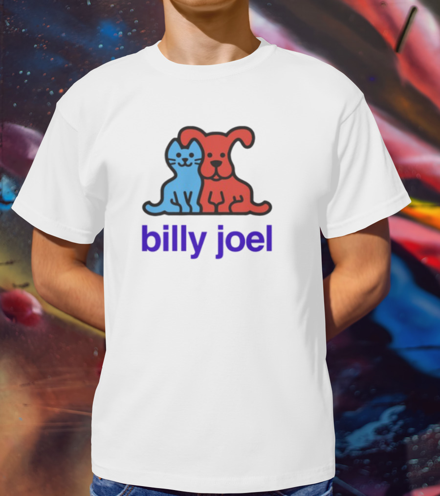 Billy Joel Cat Dog Duo Design T-Shirt