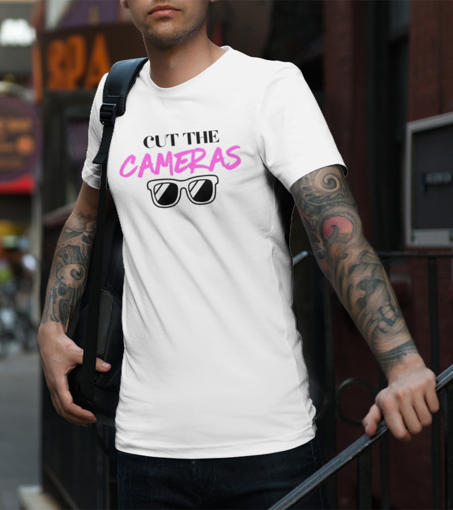 Cut The Cameras Pink Bold Sunglasses T-Shirt
