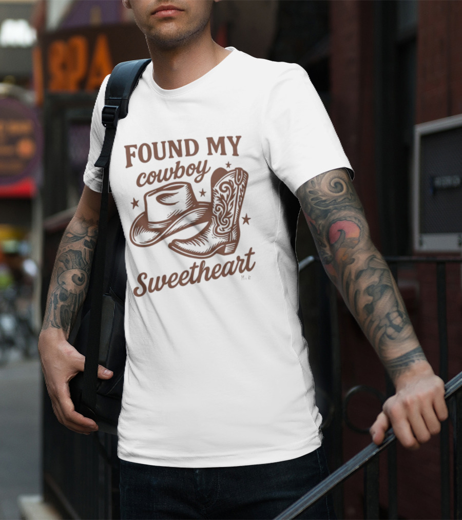 Found My Cowboy Sweetheart Hat And Boot Stars T-Shirt
