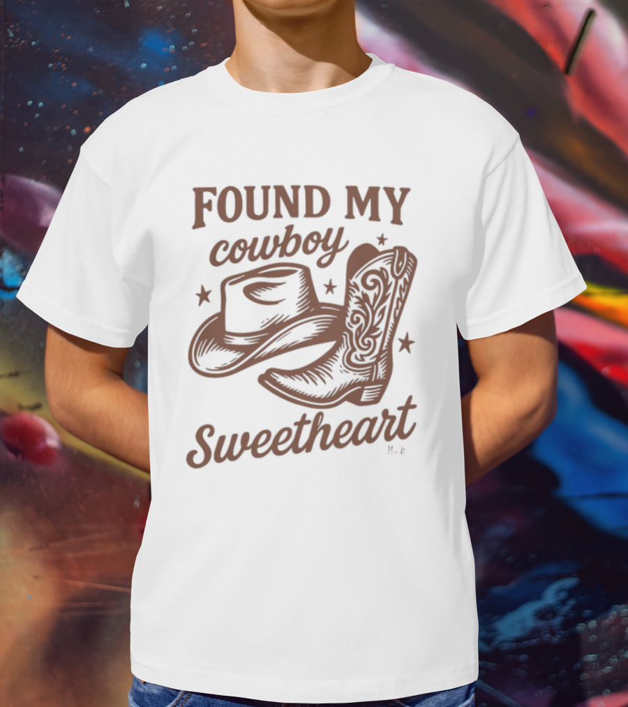 Found My Cowboy Sweetheart Hat And Boot Stars T-Shirt