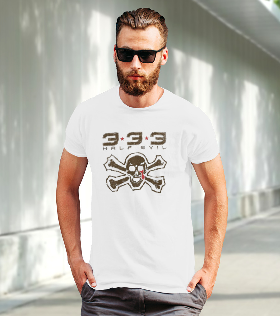 333 Half Evil Skull Crossbones Pirate T-Shirt