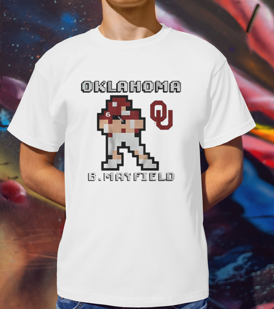 Oklahoma Sooners B. Mayfield Retro Pixel Football T-Shirt