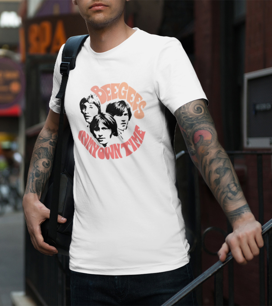 Bee Gees In My Own Time Orange And Red Text T-Shirt