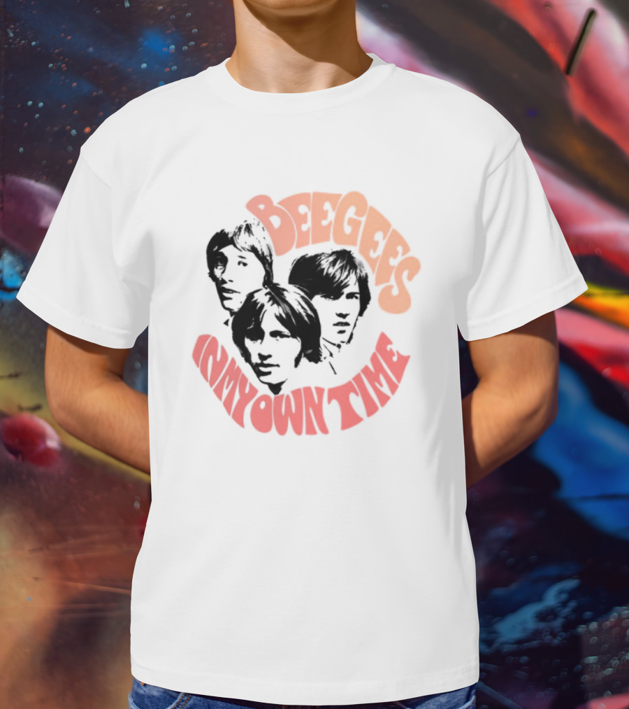 Bee Gees In My Own Time Orange And Red Text T-Shirt