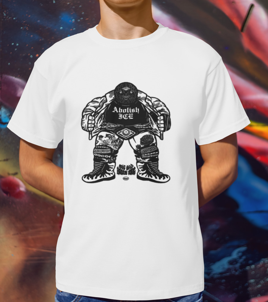 Brody King Abolish Ice Skeletal Monster Graphic T-Shirt