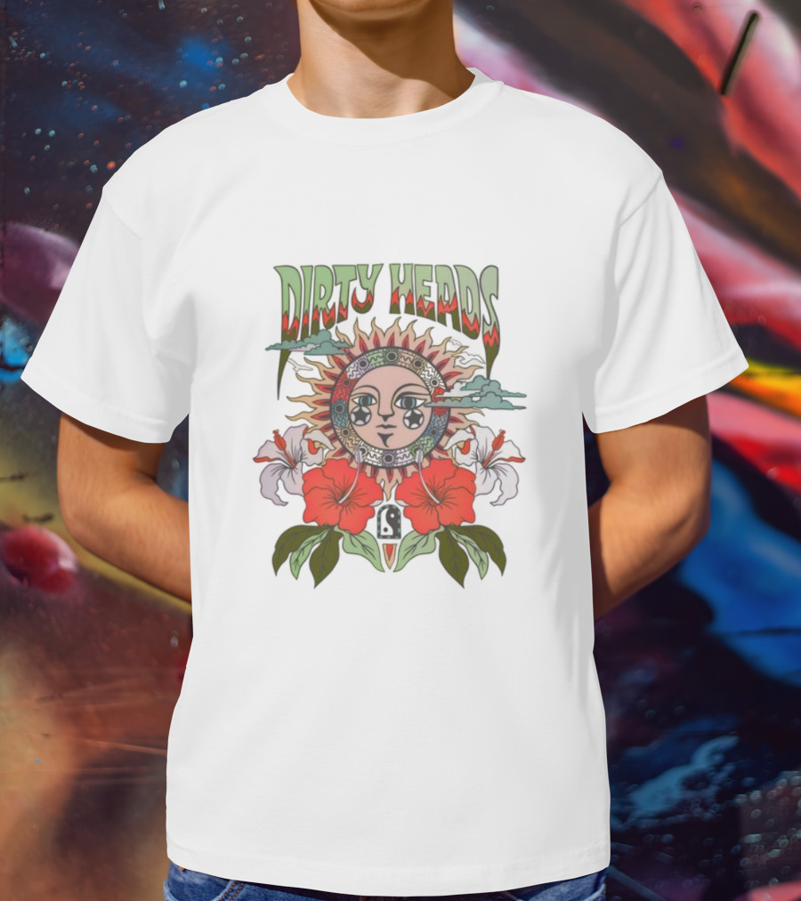 Dirty Heads Cali Sun Orange Sunflower And Hibiscus Design T-Shirt