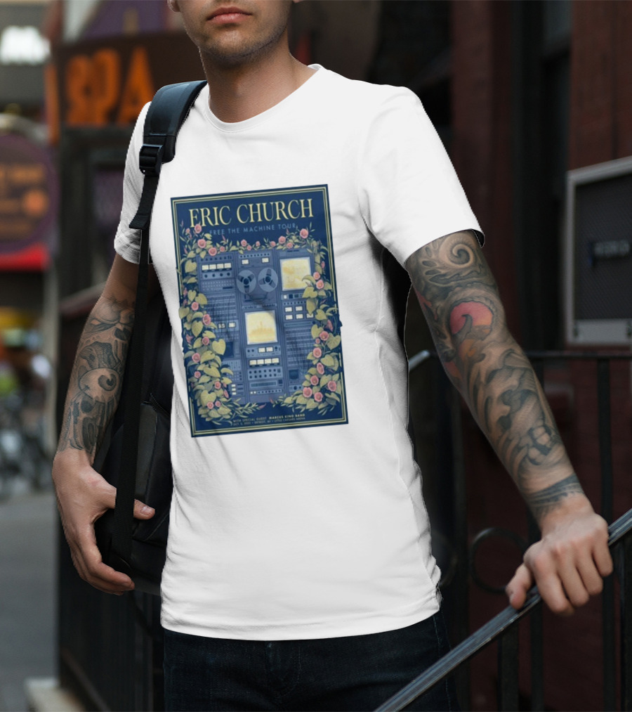 Eric Church Free The Machine Tour 2025 Marcus King Band Little Caesars Arena Detroit T-Shirt