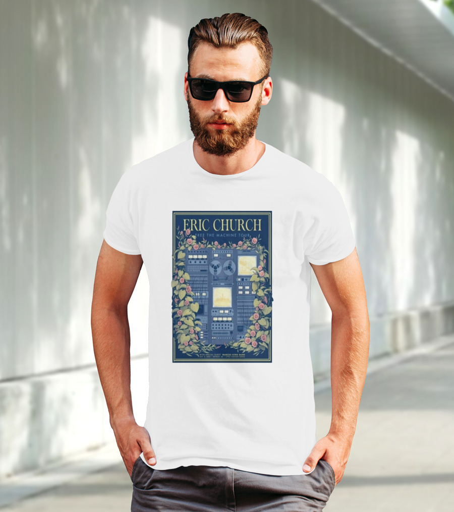 Eric Church Free The Machine Tour 2025 Marcus King Band Little Caesars Arena Detroit T-Shirt