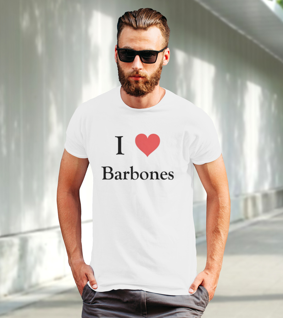 Gabrielvargas_8 I Heart Barbones Bold Text Red Heart Graphic T-Shirt