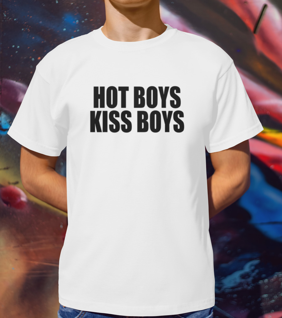 Hot Boys Kiss Boys Rainbow LGBTQ+ Pride T-Shirt