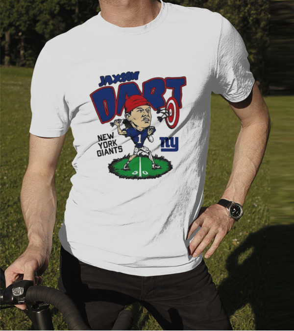 Jaxson Dart NY Giants NFL Caricature Player Number 1 T-Shirt