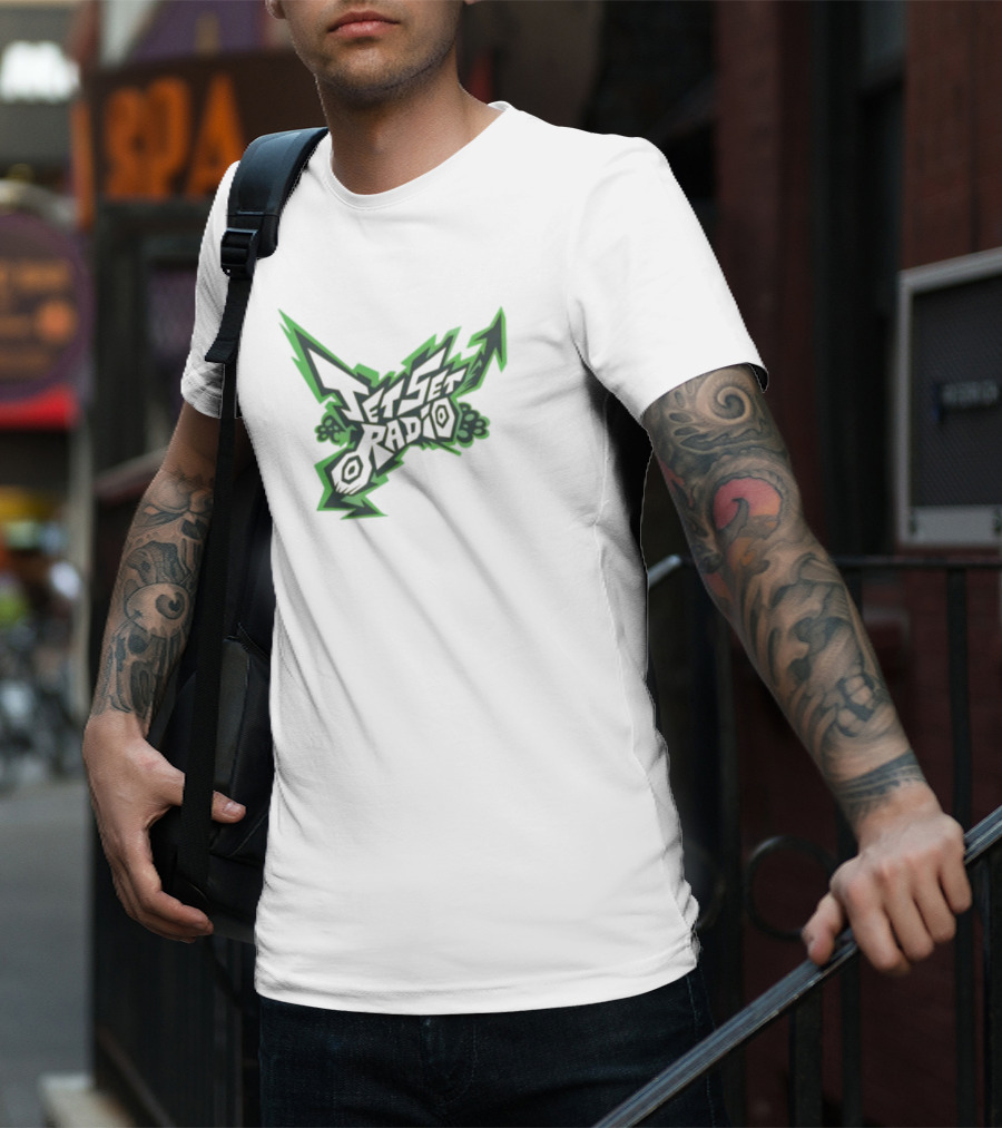 Jet Set Radio Iconic Graffiti Style Green Arrow Emblem T-Shirt