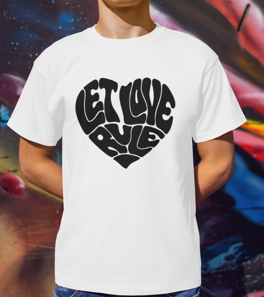 Lennykravitz Let Love Rule Heart Text Portrait Style T-Shirt