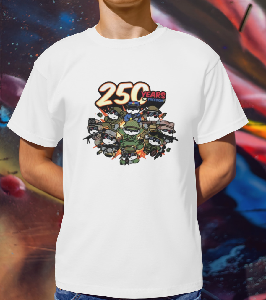 Mandatoryfunday 250 Years Of Freedom Military Characters Celebration T-Shirt