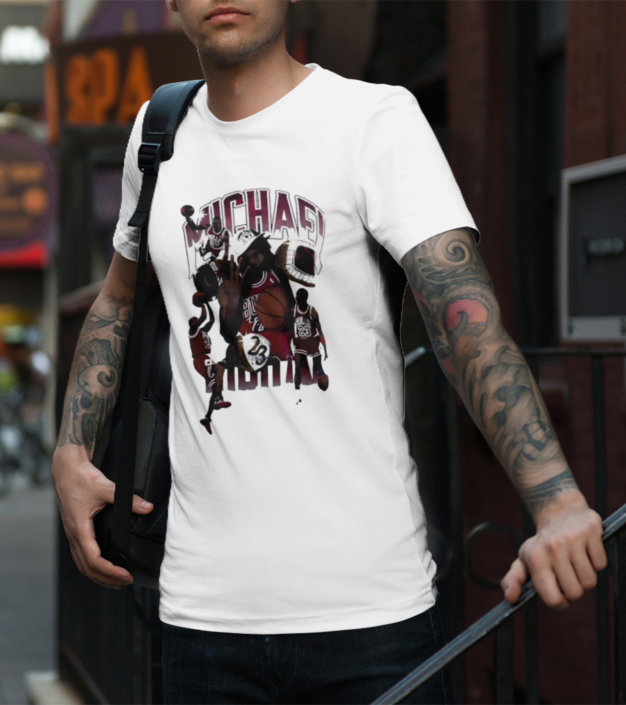 Michael Jordan Bulls Number 23 Iconic Basketball Collage T-Shirt