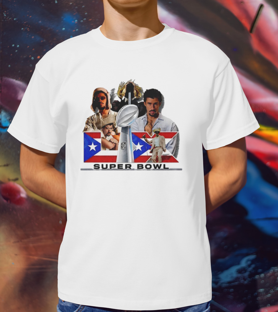Bad Bunny Super Bowl 2026 Puerto Rican Flag NFL Halftime Show T-Shirt
