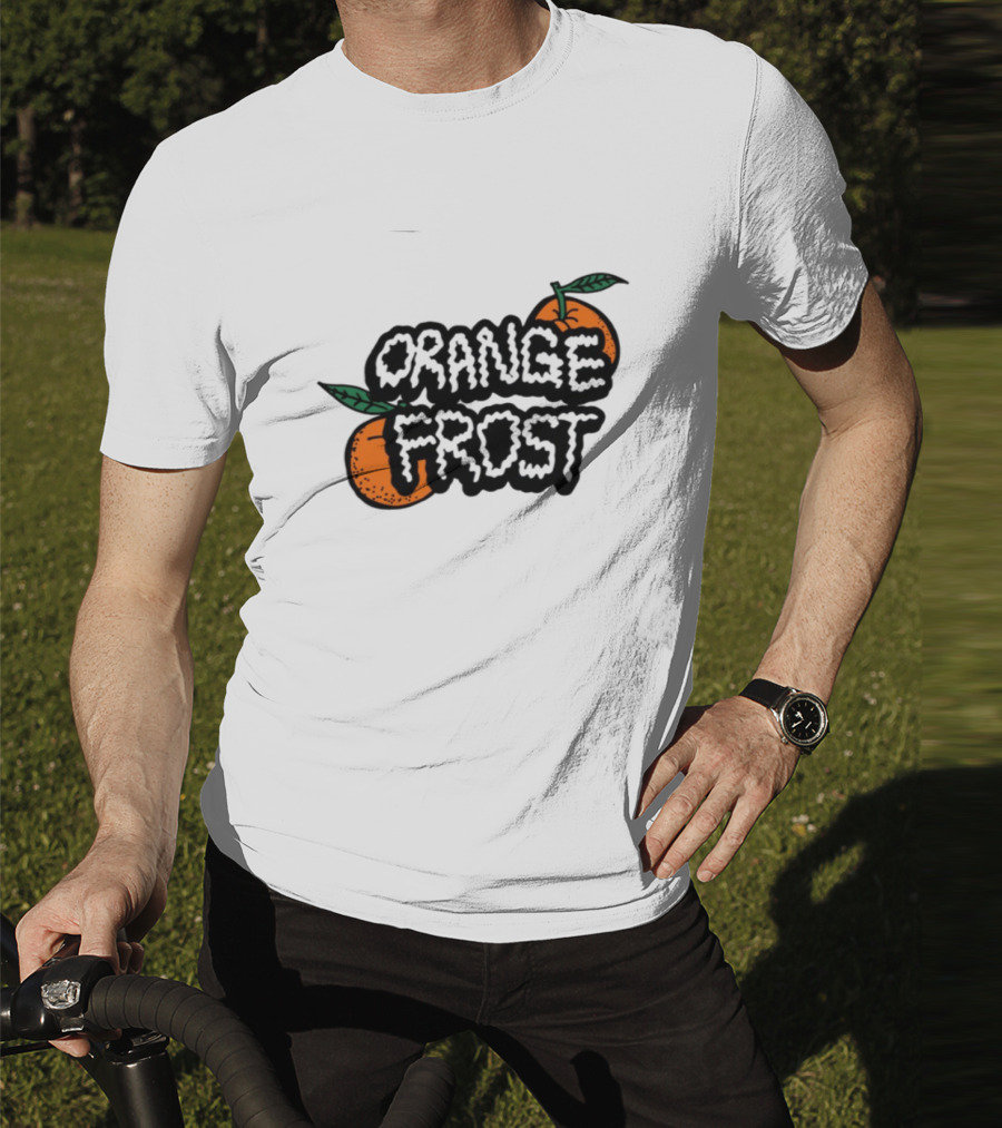 Orange Frost Citrus Design With Green Leaf Elements T-Shirt