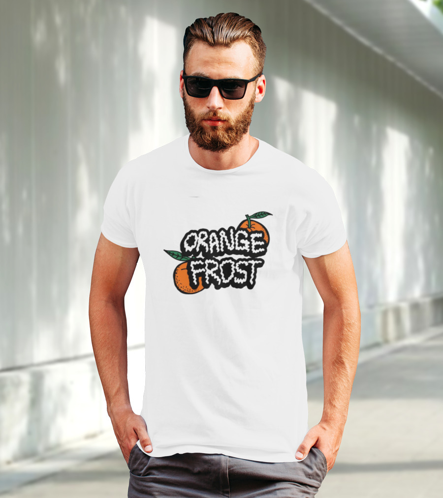 Orange Frost Citrus Design With Green Leaf Elements T-Shirt