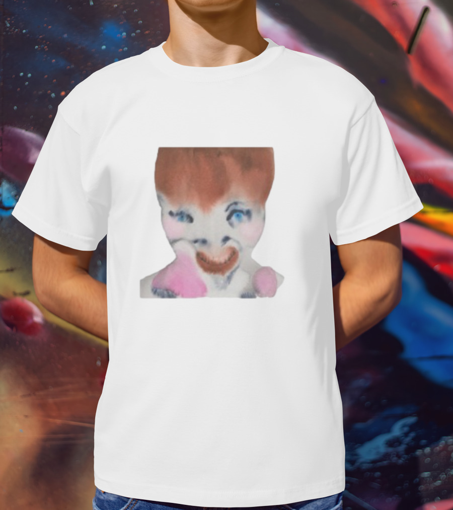 Pearly Drops The Voices Are Coming Back Creepy Clown Face Pink And Brown Hair Blue Eyes T-Shirt