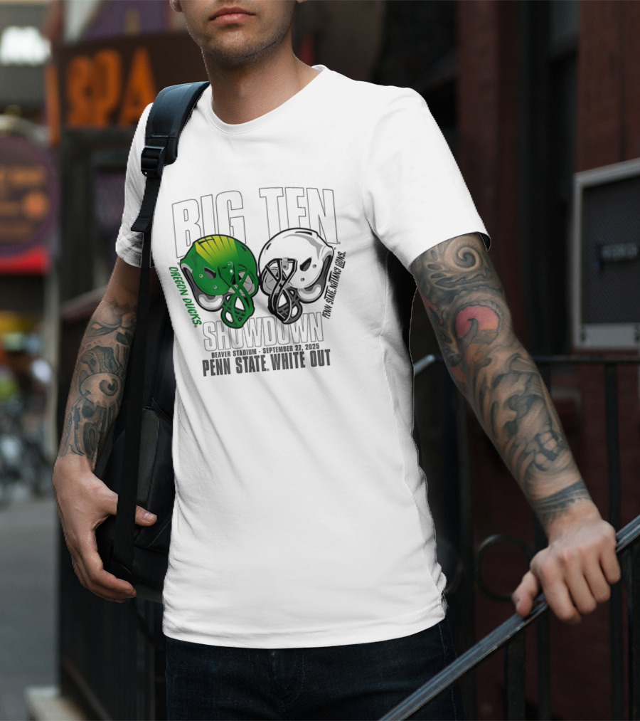 Penn State Nittany Lions Vs Oregon Ducks Football Big Ten Showdown 2025 White Out T-Shirt