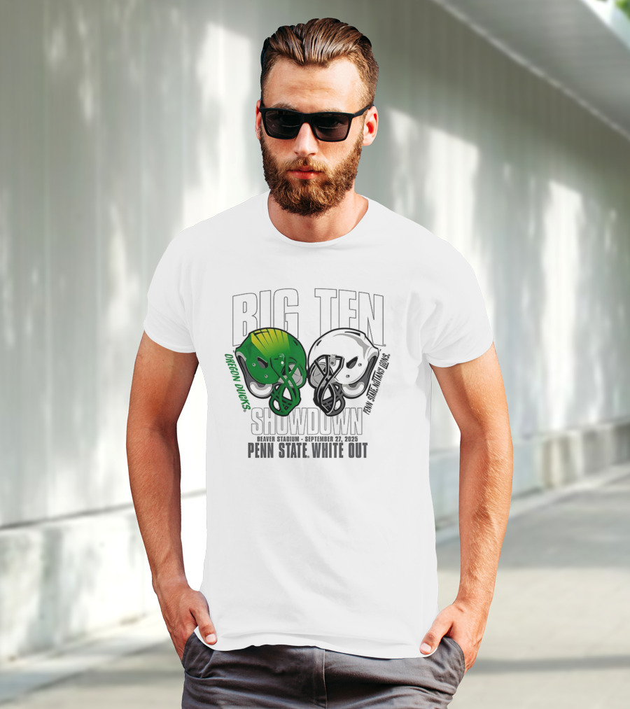Penn State Nittany Lions Vs Oregon Ducks Football Big Ten Showdown 2025 White Out T-Shirt